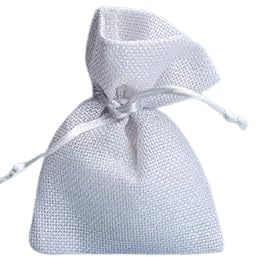 Jutepåse 10 x 13 cm konfettihållare bröllop examen nattvardsgång födelse elegant slitstark presentförpackning dekoration shabby chic ceremoni (vit, 10 st)