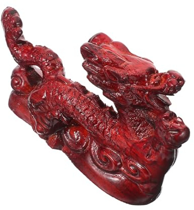 GRIRIW Statue De Dragon en Bois Rouge Huanghuali 12 Cm Décoration De Bureau Figurine Décorative Chinoise Symbole De Richesse Et Prospérité Ornement pour Maison Et Travail