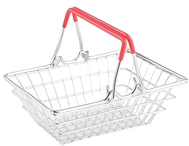 Mini Shopping Basket Tableware, Enhances Creativity, 23x15.8x9.5cm, Supermarket Handcart Trolley, Grocery Store Pretend Play, Lightweight, For Boys And Girls