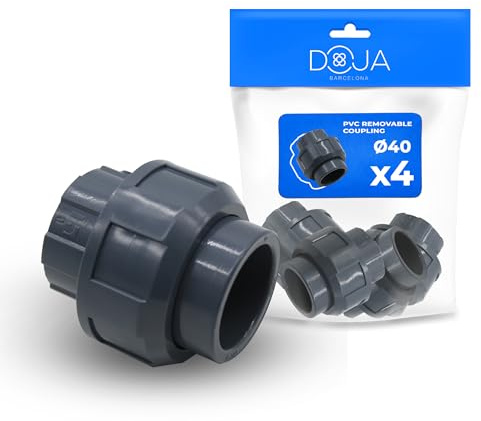 DOJA Barcelona Manguito Desmontable PVC - Pack 4 - Ø40mm Hembra - Fácil Instalación - Racor y Manguito PVC para de Agua y Riego, Versatilidad en Aplicaciones y Función Eficaz, Conector Union