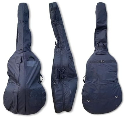 Vetimobato 3/4 Upright Double Bass Gig Bag – 600D Nylon Raincoat String Instrument Bag with Thick Padding, Shoulder Strap,Storage Pockets – Protective Cover for Upright Double Bass(3/4 Size)