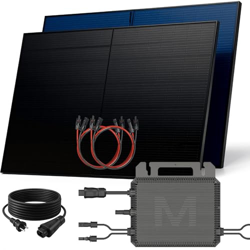 SUNNIVA® 1000W Balkonkraftwerk BIFAZIAL FULLBLACK komplett Steckdose MARSTEK 800 Watt Wechselrichter, Solaranlage Komplettset, 2X 500W N-Type Glas Bifacial Solarmodule, 5m Kabel, 4X 1m Solarkabel