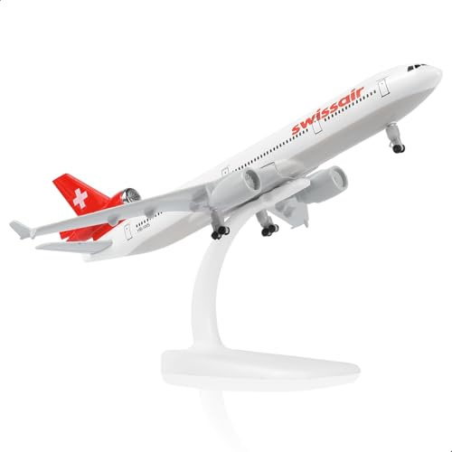 QIYUMOKE 1/300 Svizzera MD-11 Modellino di aeromobili in metallo pressofuso con supporto (8,3 pollici), modello di aereo per adulti, giocattoli aerei, regali o collezioni aeronautiche