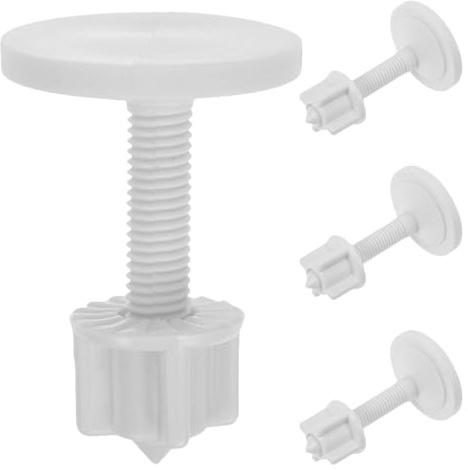WOONEKY Kit de Réparation de 4 Vis Plastiques pour Abattant de Wc, Fixation Inférieure 3.9x3.9 Cm, Écrous de Fixation Robustes, pour Entretien et Installation Rapide de Siège de Toilette