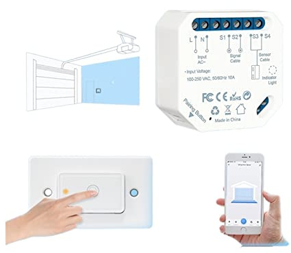Tuya Smart Life WiFi Garage Door Controller Opener with Remote Works with Alexa Echo Google Home App Alert DIY Automation
