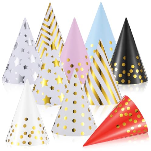 ADLABLD 20 Stück Partyhüte Geburtstag Set,Verstellbare Geburtstag Kegel Party Hüte,Bunte Partyhüte,Party Kegel Hut,für Familienfeiern und Erwachsene