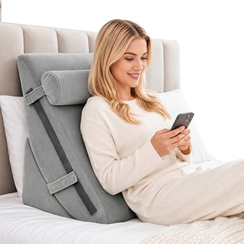 LN COZY CORNER Wedge Pillow 20-In-1 Adjustable Triangle Pillow Back Support Pillow Memory Foam Bed Wedge Pillow Support Cushion with Washable Cover (Grey)