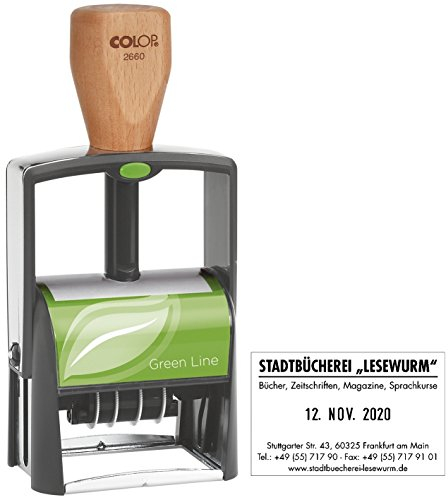 COLOP 2386622202 Classic 2660 Green Line, maximal 8 Zeilen, Taschenstempel, Selbstfärber ohne Stempelplatte, 37 x 58 mm