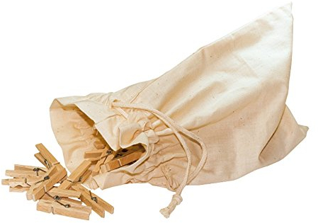 Redecker 103870 50 Sturmwäscheklammern aus Holz im Baumwoll-Beutel