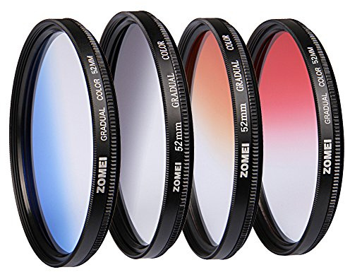 ZOMEI 52 mm Farbverlaufsfilter mit Farbverlauf, Grau/Blau/Orange/Rot