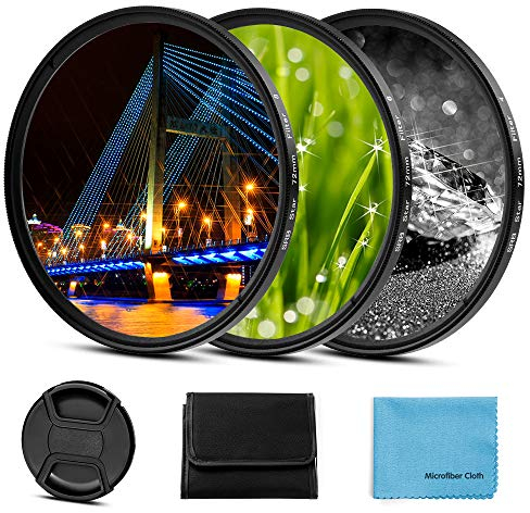Fotover 72mm Sternfilter 3 Teiliges(4 Punkte, 6 Punkte, 8 Punkte) Compatible with Canon Nikon Sony Olympus DSLR Kameras + 3 mit Center Pinch Objektivdeckel &Filterbeutel
