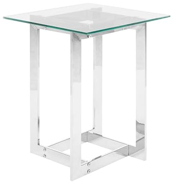Beliani Moderner Beistelltisch Silber aus Metall mit Glasplatte Crystal