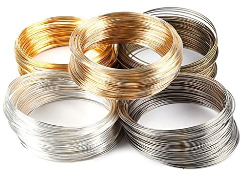 Egurs Schmuckdraht 0.6mm Edelstahldraht Basteldraht Dekodraht Metalldraht für DIY Schmuck Armbänder Schmuckherstellung,4 Farben 400 Kreise