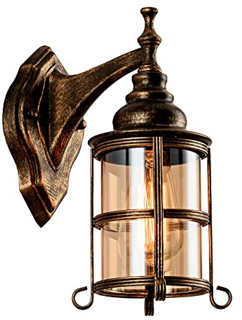 Rustikale Bernstein Glas Wandleuchte 1-Pack, Bronze, industrielle Bauernhaus Lampe Wandleuchter Veranda Beleuchtung Wasserdicht Retro-Lampe für Innen Schlafzimmer Wohnzimmer im Freien（keine Glühbirne）