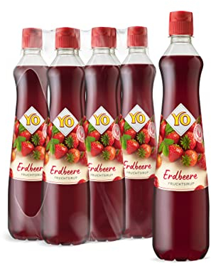YO Sirup Erdbeere (6 x 700 ml) – 1x Flasche ergibt bis zu 6 Liter Fertiggetränk – ohne Süßungsmittel, Farb- & Konservierungsstoffe, vegan