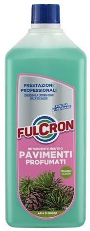 FULCRON Detergente Neutro Pavimenti Profumati, Detersivo Pavimenti, Asciugatura Rapida, Pulisce ed Igienizza, Senza Risciacquo, Elimina Cattivi Odori, Profumo Aria Di Bosco, 1 LT