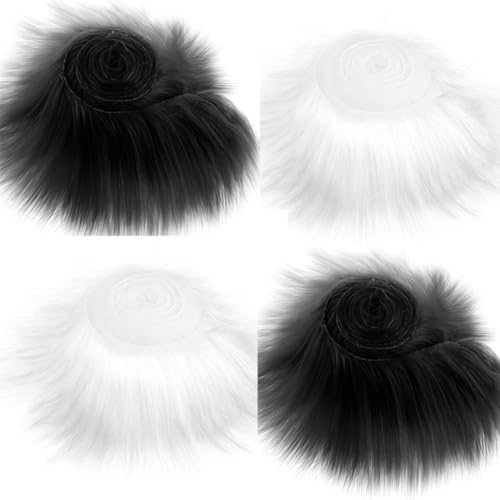4 Stück Kunstfell Bordüre Kunstpelz Band Fellstoff, Pelz Stoff Schnitte Flauschige Kunstfell Bordüre Pelz Patches ideal zum Basteln Nähen Dekoband Plüsch Trim Stoffrolle,Teppich Nähen Basteln 5x150cm