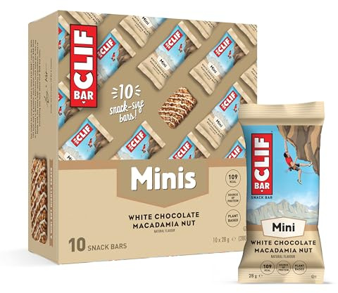 Clif Bars Minis - Snack Bar - White Chocolate Macadamia Nut - Plant Based Protein - 10 x 28 g