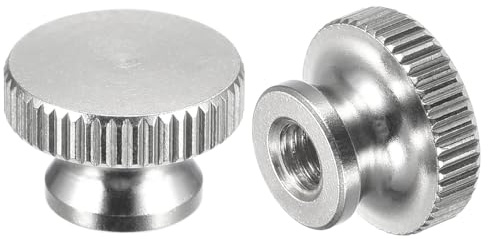 sourcing map Rändelmuttern 5Stk. M4xD12mm x H8mm 304 Edelstahl Rändelmutter mit Manschette