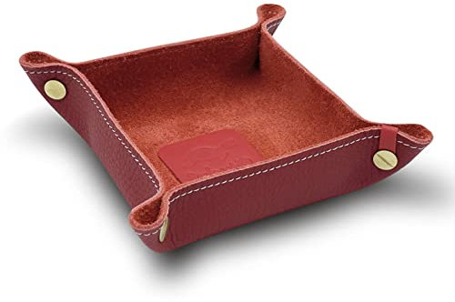 jabuti Edition Schlüsselschale/Taschenleerer 14 x 14cm feines Rindleder Rot mit Lamm Nappa Leder Applikationen Signalrot. Handgefertigt in unserem Atelier