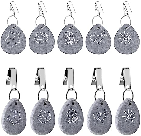 Nuangoo 10 Stück Tischdeckenbeschwerer Naturstein,Tischdeckenbeschwerer für draußen Tischtuch-Clips aus natürlichem Marmor für Picknicks im Freien, Geburtstagsfeiern, Hochzeitsfeiern