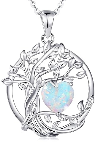 FANCIME Baum des Lebens Geburtsstein Halskette Damen Sterling Silber Kette | vergoldet Lebensbaum Edelsteine Anhänger Muttertag Weihnachten Jubiläums Geburtstag Feine Schmuck Geschenke für Ehefrau Mama