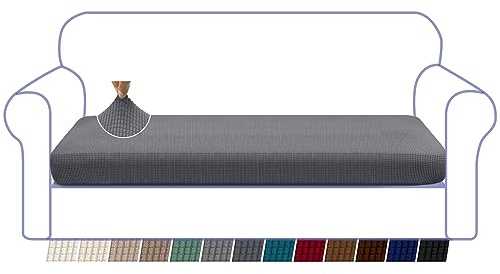 Granbest High Stretch Sofa Sitzkissenbezug Superweicher Sofa Sitzbezug Sitzkissenschutz Jacquard Spandex Stoff mit Elastischer Unterseite(4 Sitzer,Grau)
