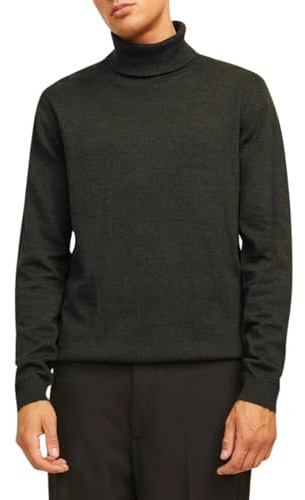 JACK & JONES Polotröja för män, enfärgad polotröja, Skogsnatt, XL