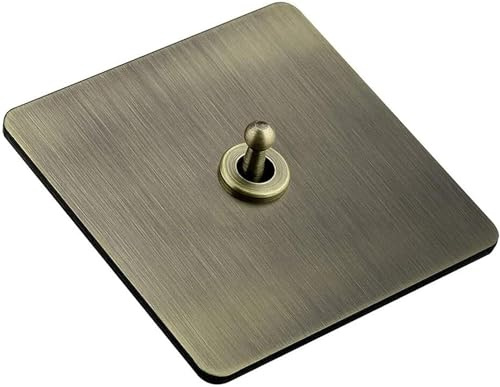 interruptor de pared retro, 86 tipo interruptor de luz de bronce verde acero inoxidable cepillado retro hotel interruptores de luz eléctricos antiguo control dual interruptor de luz de palanca de 2 ví