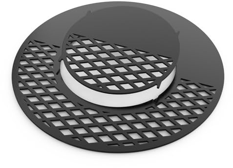 Onlyfire Grille à Charbon avec Système de Grille dans la Grille, Ø 54,5 BBQ Plancha, Grille Barbecue Ronde, Céramique Antiadhésive, Pièces de Rechange pour Weber 57cm Barbecue à Charbon