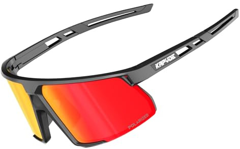KAPVOE Polarisiert Fahrradbrille Herren Damen Radfahren Sportsonnenbrille Sportbrille Uv400 Schutz Sport MTB Radbrille Radsport Fahren Baseball Laufen Golf Volleyball Angeln K182