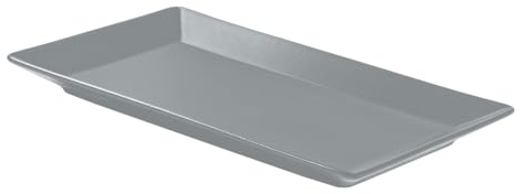 METRO Professional Platos llanos de cerámica de gres, 25 x 14.5 cm, rectangulares, juego de 6 unidades, aptos para microondas y lavavajillas, apilables (gris)