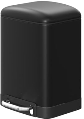 Papelera Baño Con Tapa de Metal 6L - Cubo de Basura Para Cocina Con Tapa y Pedal Cierre Silencioso (Negro)