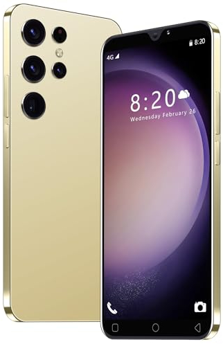 SnHey Unlocked Smartphone, 5.0 Inch HD Display, 16GB 128GB Extension, Android 9.0 Cheap Mobile Phone,Dual SIM Dual Camera, Face Unlock S23Ultra-Golden