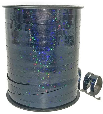 450 Meter Geschenkband 5mm Schleifenband Glitzerndes Schwarz, 500 Yard Schleifenband Glänzend Bunt Glitzer Ringelband Ballonband für Ballonverschlüsse, Geschenkverpackung, Partydeko, Hochzeitsdeko