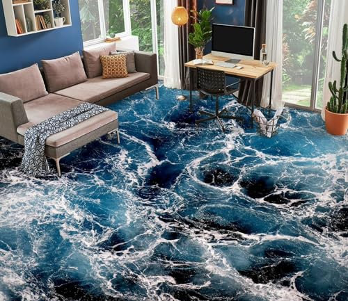 Benutzerdefinierte Boden Wasserdichte Stereo-Aufkleber 3D-Steinozean 3D-Bodenfliesen Aufkleber Bodenbelag Tapete Wandbild PVC Wasserdicht selbstklebende Tapete Wohnkultur,430 * 300cm