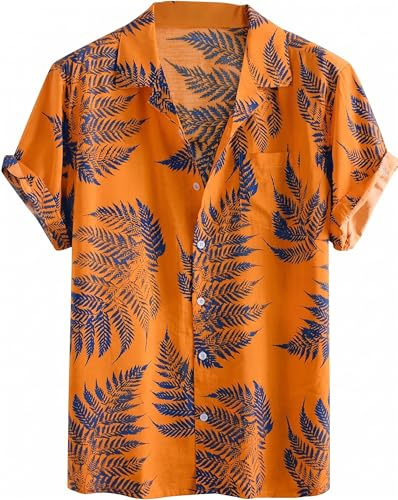 Runcati Camisa hawaiana de manga corta para hombre, camisa de verano informal, camisa de playa con botones, camisa de ocio, camisa de vacaciones hawaiana