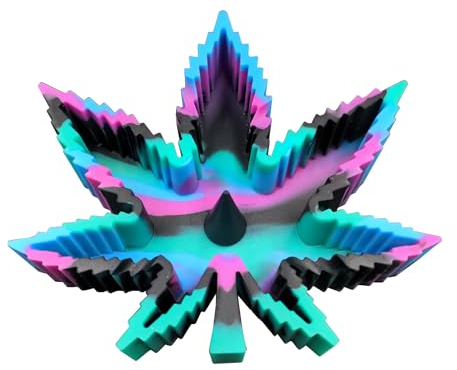 Silicone tie dye marijuana leaf shaped ashtray