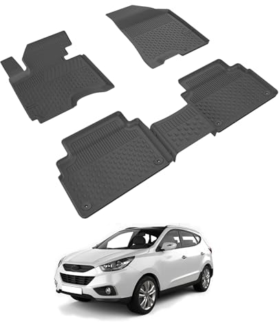 Auto Fußmatten Kompatibel mit Hyundai iX35 2010-2015 Geruchlos 4.5D Passform Allwetter Automatten 5 Teilige | Antirutschmatte Hoher Rand Gummimatten Schwarz Fussmatten Vorne Hinten Autoteppich