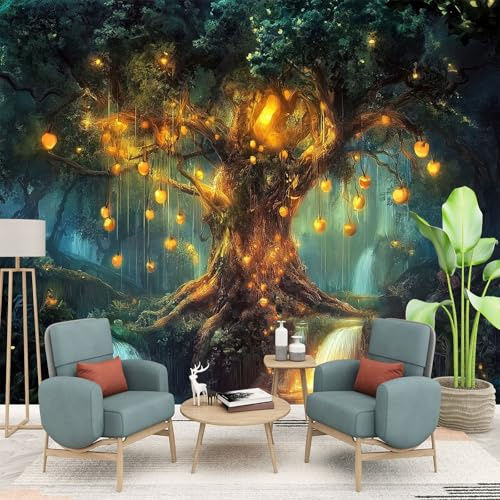 Fotomurales Árboles De Fantasía Del Bosque Mágico 350 x 256 cm - Papel Pintado Tejido No Tejido - Decorativos Murales para Pared Salón y Dormitorio - Diseño Moderno