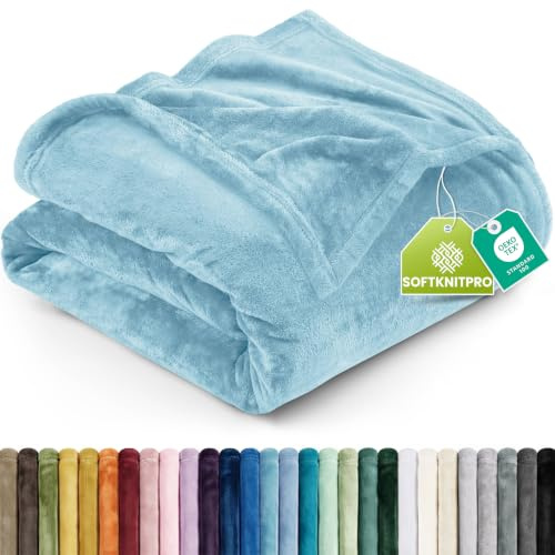 Utopia Bedding Kuscheldecke flauschig [150x200 cm, Gewaschenes Blau] | Fleecedecke leichte, Warm decke, Weich und atmungsaktive Blanket, sofadecke und Couchdecke