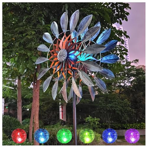 Solar WindmüHle, 213 cm WindmüHle Garten XXL, Edelstahl Kugellager Windrad FüR Den Garten Aus Metall Wetterfestes Gartendeko