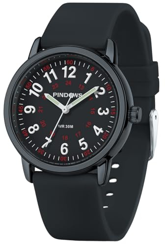 PINDOWS Orologio da Infermiere, per Professionisti Medici, Studenti, Donne e Uomini, Impermeabile 30M, Quadrante Luminoso con Lancetta dei Secondi