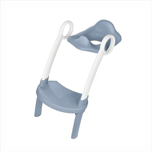 Rotho Babydesign TOP XTRA Toilettensitz Kinder mit Treppe klappbar Blau | Trittleiter, höhenverstellbarer WC-Aufsatz, rutschfester Halt, bequemer Sitz, leicht zu reinigen, für das Toilettentraining