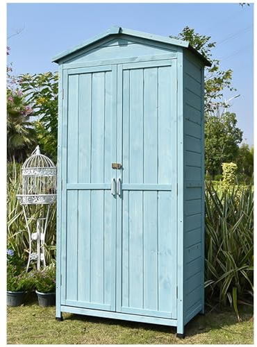 Potting Bench, 71.2in Tall Outdoor Storage Shed, Vertical Garden Storage Box, with Waterproof Roof & Feet, Weather Resistance Backyard Organizer for Bike, Garbage Cans, Lawn Mower, Garden To