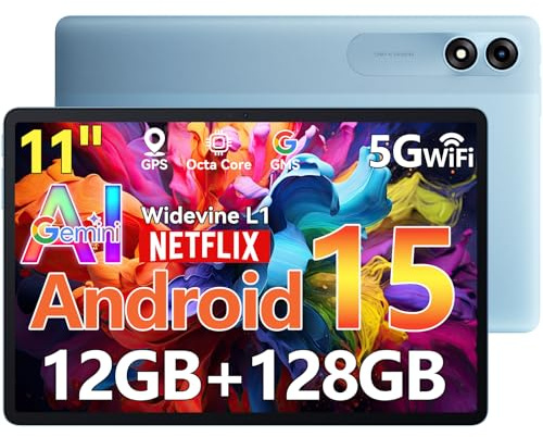 Blackview Tab90 WiFi Android 15 Tablet 11 Zoll,Gamini AI Tablet Android, 12GB RAM+128GB Speicherplatz(2TB TF),Großes Display Widevide L1,Octa-core, 8200mAh Akku,5G WiFi,Dual13MP+8MP,GMS,BT 5.0