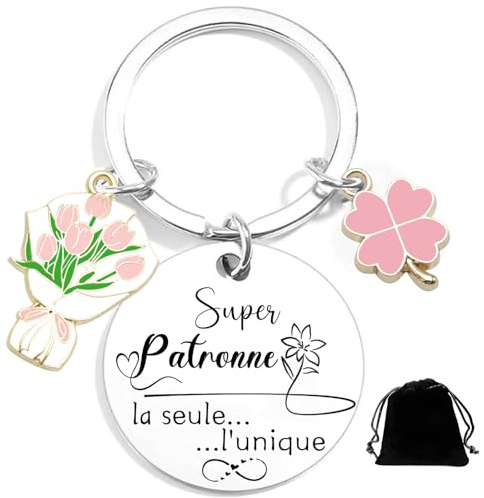MNBVBV Porte-clés Super Patronne en Acier Inoxydable Cadeau patronne femme cadeau pour sa patronne idee Cadeau patronne