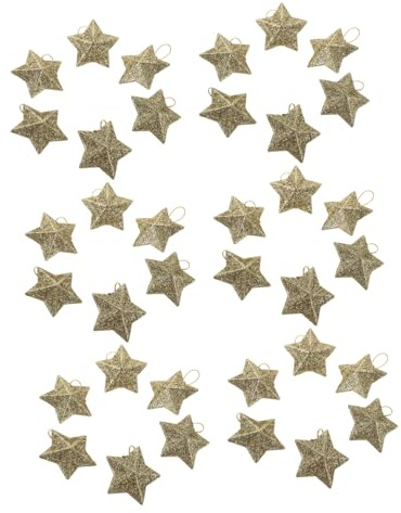 VALICLUD 60pezzi Stelle Natale Dorate Ornamenti Pendenti Stelle Di Plastica Lucide Da Appendere Di Ornamenti Forma Di Stella Ciondoli Forma Di Stella Ciondoli Decorativi Per Feste