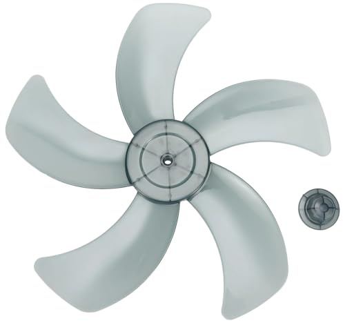 Pale de ventilateur en plastique de 40 cm (16 pouces), 5 pales avec cache-écrou, compatible avec les ventilateurs sur pied, de table ou sur socle, accessoire universel transparent(Black)