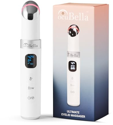 OcuBella 4-in-1 Heated Eye Wand Massager | Nickel Free | EMS, LED Light, Heat & Vibration | Dry Eye Relief | Optometrist-Designed Eyelid Massager by Sanus Oculus | USB Rechargeable | Travel-Friendly